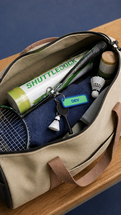 Personalized Badminton Lover Keychain with Custom Name