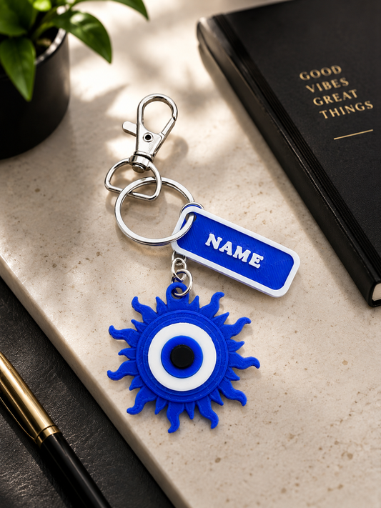 Personalized Evil Eye Keychain with Custom Name