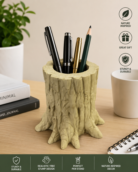 Tree Stump Pen Stand