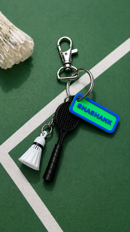 Personalized Badminton Lover Keychain with Custom Name