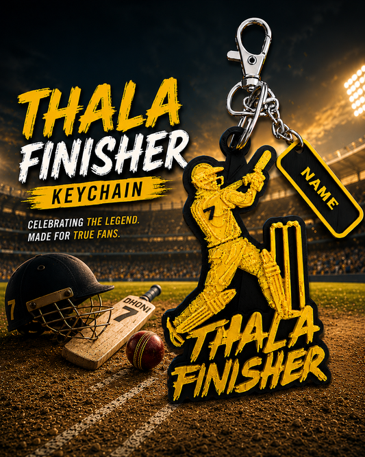 Personalized Thala Finisher Dhoni Lover Keychain with Custom Name