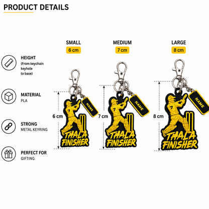 Personalized Thala Finisher Dhoni Lover Keychain with Custom Name