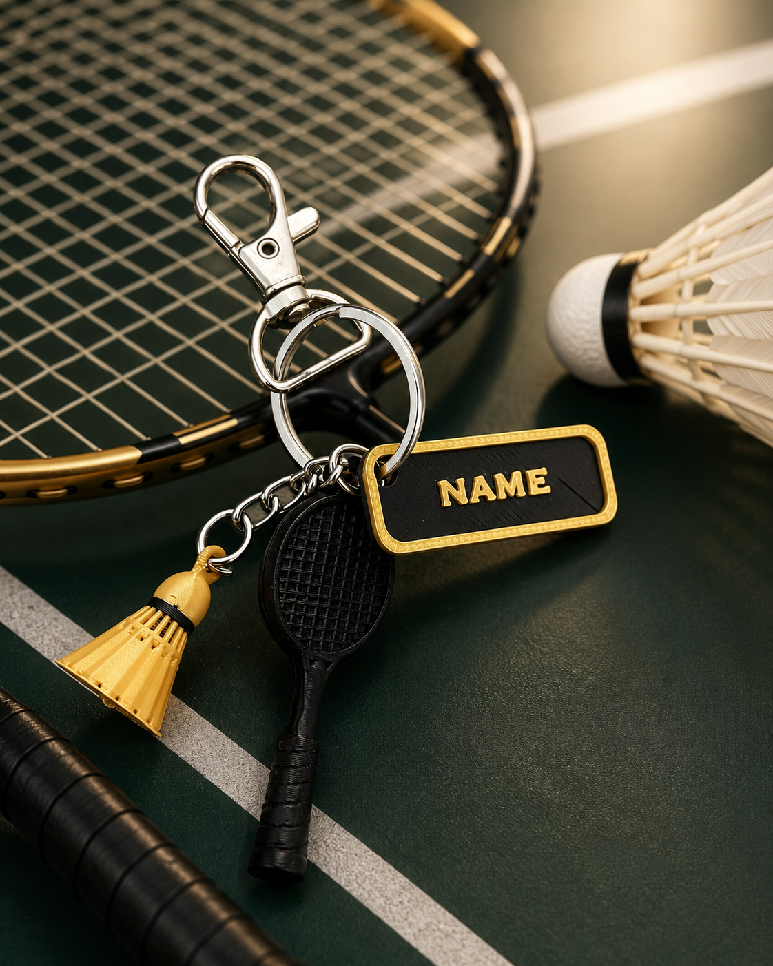 Personalized Badminton Lover Keychain with Custom Name