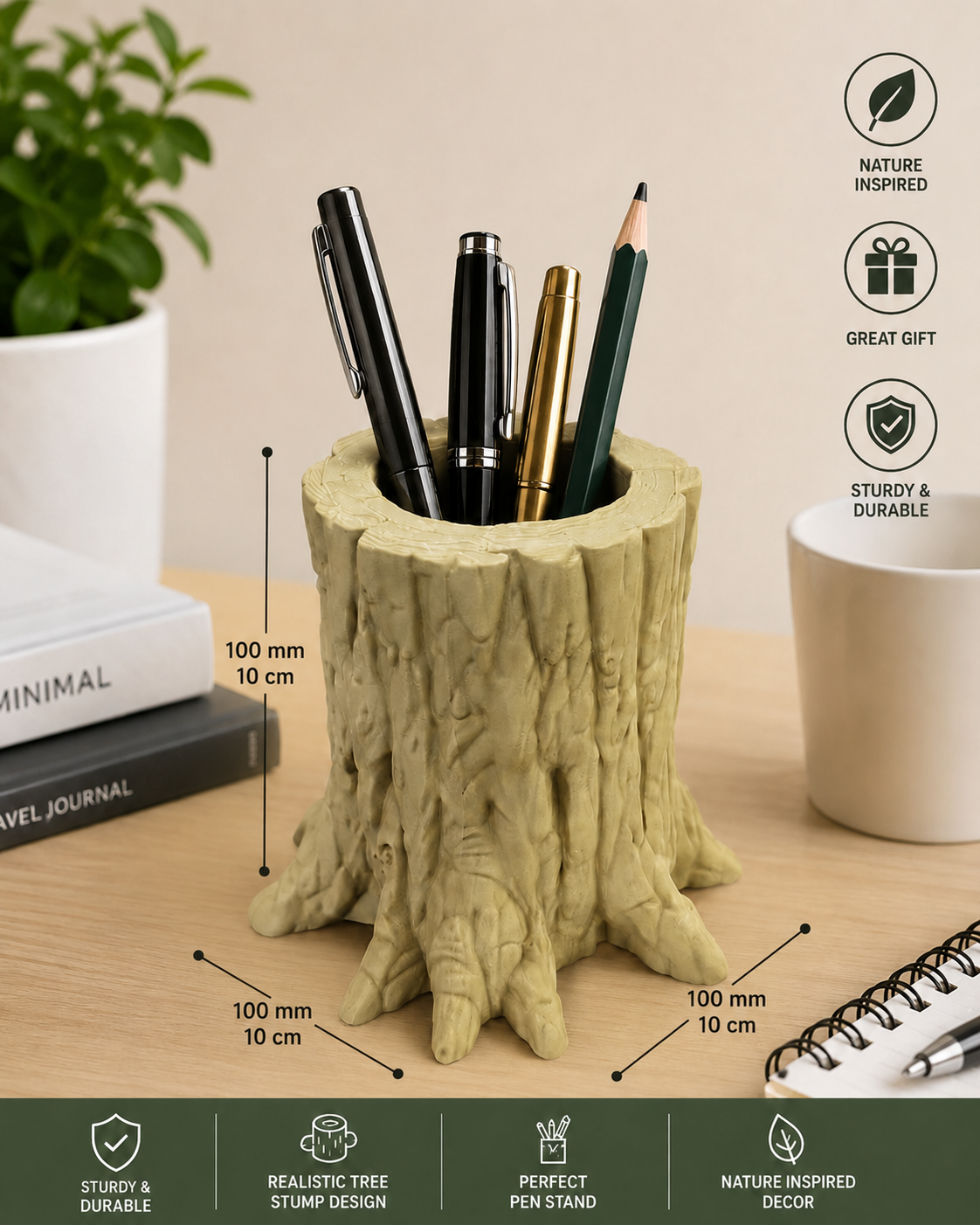 Tree Stump Pen Stand