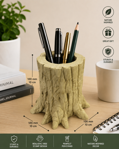 Tree Stump Pen Stand