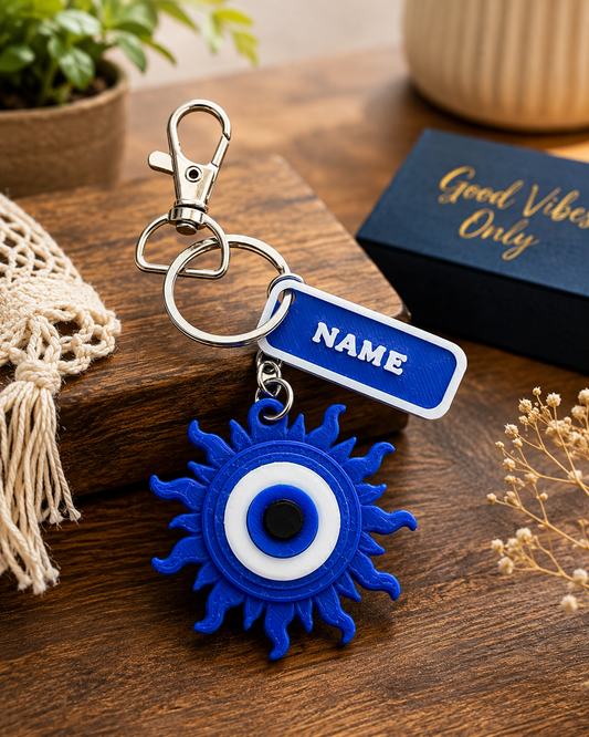 Personalized Evil Eye Keychain with Custom Name