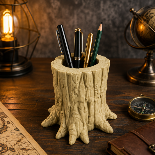 Tree Stump Pen Stand
