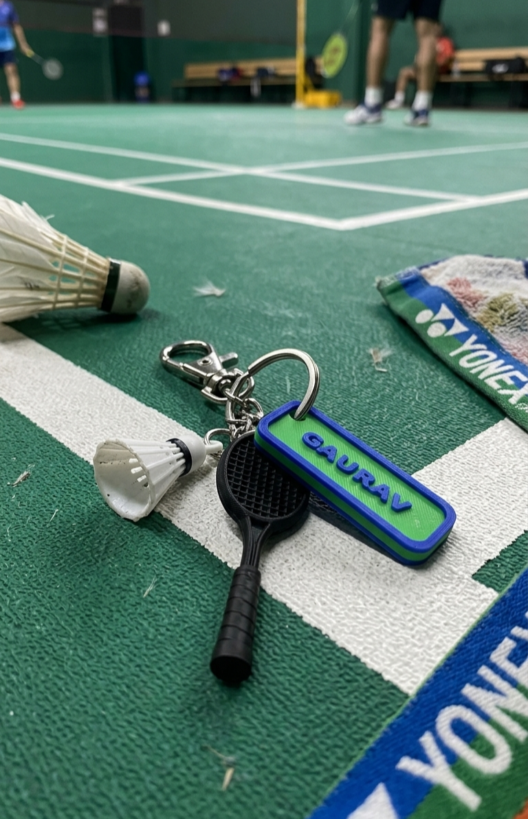 Personalized Badminton Lover Keychain with Custom Name